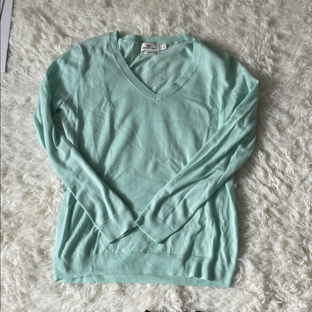 Vineyard Vines Mint Green V-Neck Sweater